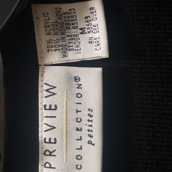 Preview Collection Petites Black Single Button Wool Blend Duster Sweater - Picture 4 of 5